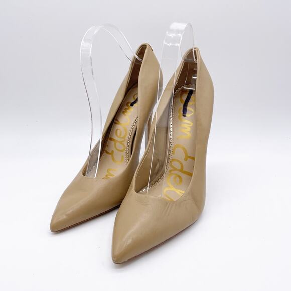 Sam Edelman Women's Hazel Pointed Toe Pump Pointed Toe Nude Leather Size 9 - Picture 2 of 12